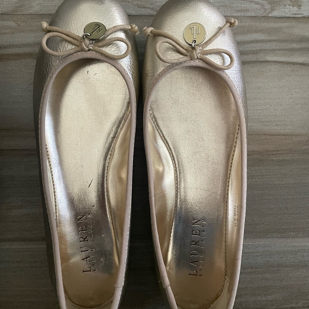 Ralph Lauren Gold Flats